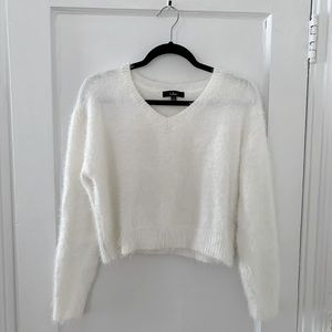 White Eyelash Knit Sweater